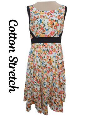 Hearts & Roses Floral Fit & Flare Cotton Stretch Dress